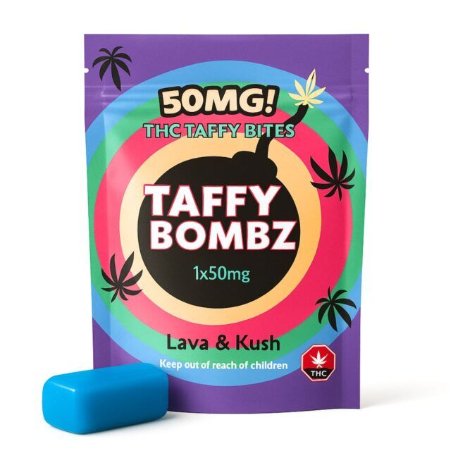 L&K TAFFY BOMBZ (50mg THC) - BLUE RASPBERRY