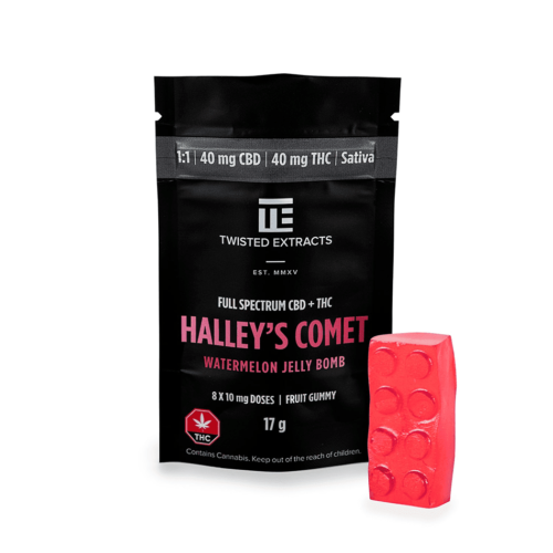 TWISTED EXTRACTS WATERMELON HALLEY'S COMET JELLY BOMB - (40mg SATIVA THC | 40mg CBD)