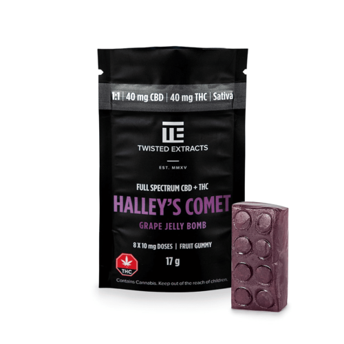 TWISTED EXTRACTS GRAPE HALLEY'S COMET 1:1 JELLY BOMB - (40mg SATIVA THC | 40mg CBD)