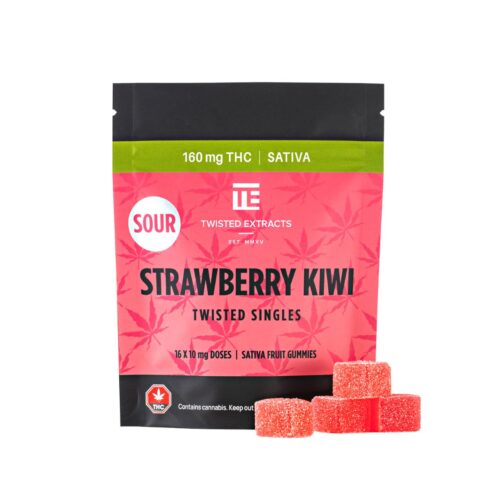 TWISTED EXTRACTS SOUR STRAWBERRY KIWI SINGLES 16/pk - SATIVA - (160mg THC)