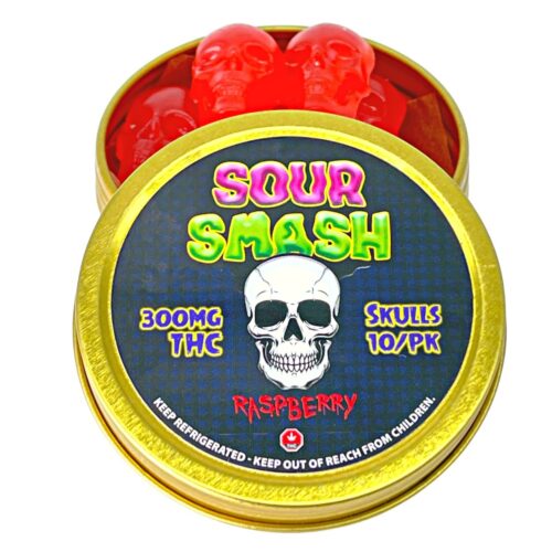 SOUR SMASH SKULLS - RASPBERRY 10/pk (300mg THC)