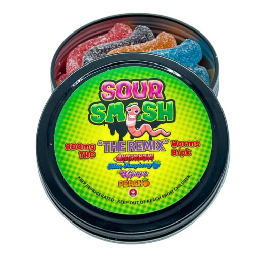 SOUR SMASH WORMS - THE REMIX 8/pk (800mg THC)