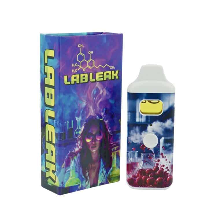 Lab Leak Cherry Supernova 2g premium THC vape pod with cherry fruit design packaging