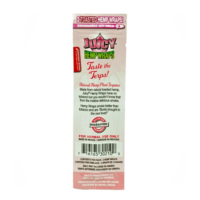 JUICY - STRAWBERRY SHERBERT - 4" NATURAL HEMP WRAPS - (2/pk) - Image 2