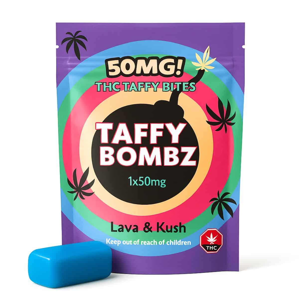 L&K TAFFY BOMBZ (50mg THC) - BLUE RASPBERRY