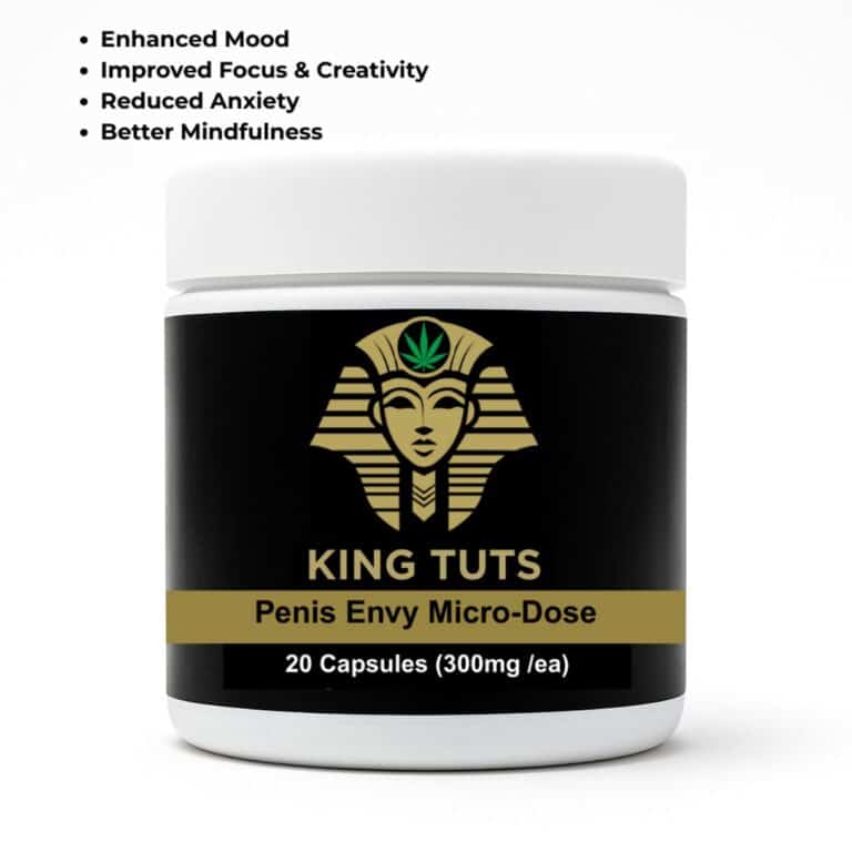 King Tuts Penis Envy 300mg microdose capsules 20 count jar packaging