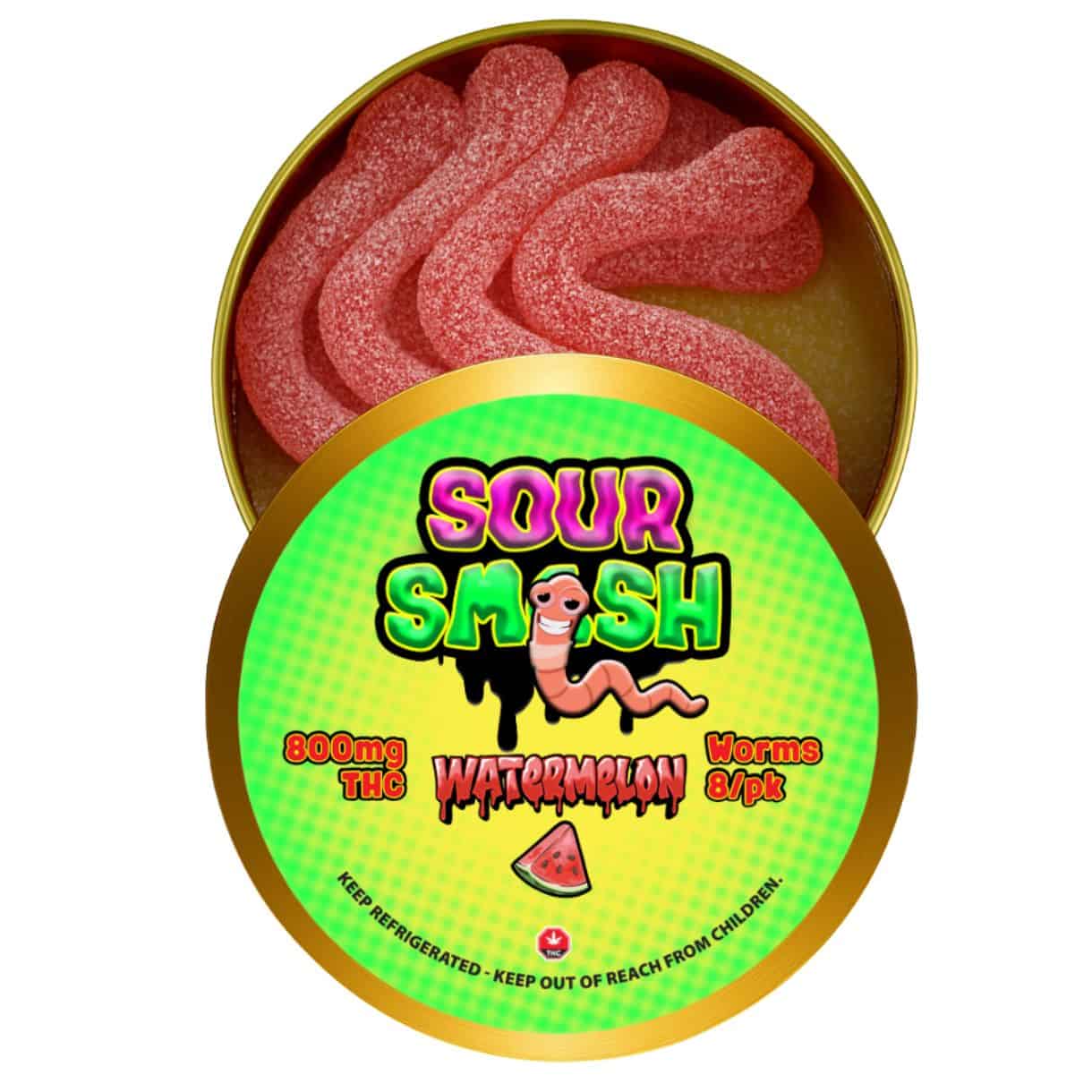 Source photograph: SOUR SMASH WORMS – WATERMELON 8/pk