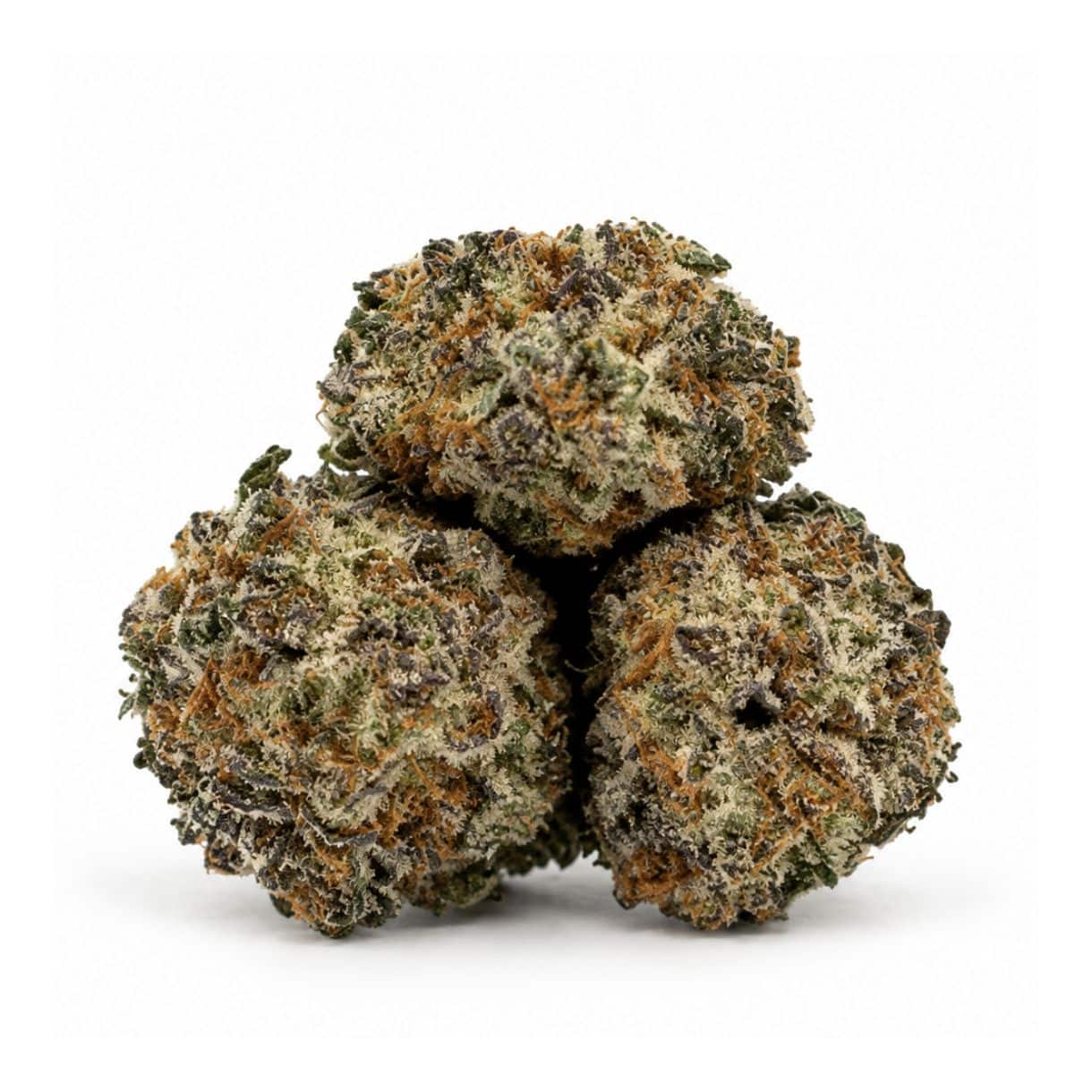 sunset pop smalls cannabis flower buds on a white background