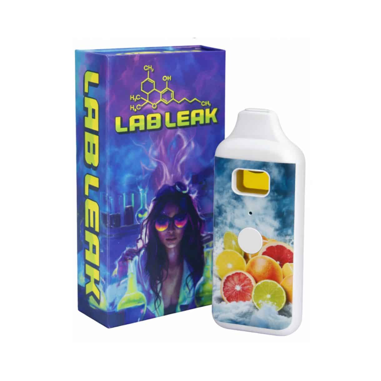 Lab Leak Citrus Molecular Infusion 2g premium THC vape pod with citrus fruit design packaging