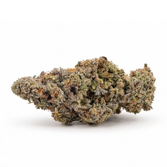 gummy bears Image of cannabis bud with frosty trichomes on a crisp white background