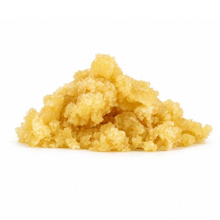 redbull sugar wax photographed on a crisp white background with visible crystal texture and natural depth