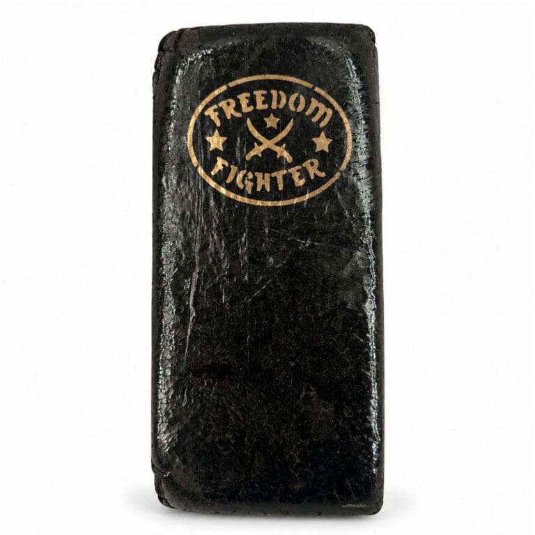 Rectangular pressed hash block featuring a dark marbled finish and embossed branding