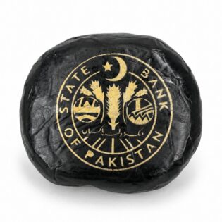 Rectangular pressed hash block featuring a dark marbled finish and embossed branding