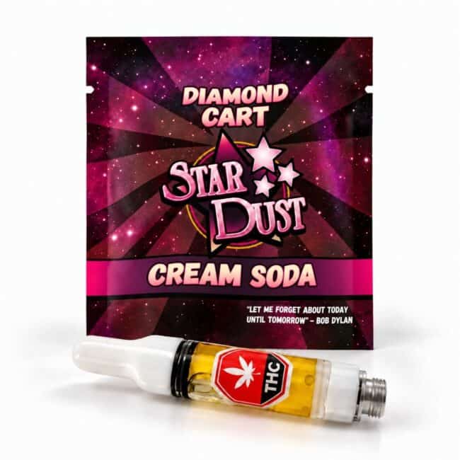 Star Dust Diamond Cart in retail packaging with 1 gram vape cartridge
