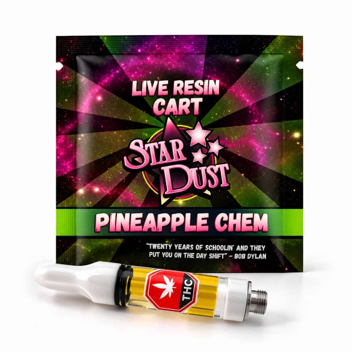Star Dust Pina Colada Live Resin Cart in retail packaging with 1 gram vape cartridge