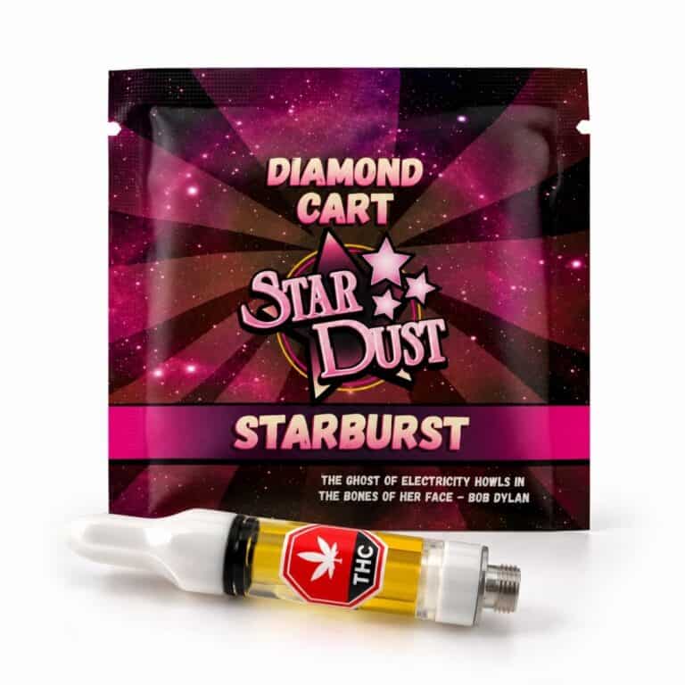 Star Dust Starburst Diamond Cart in retail packaging with 1 gram vape cartridge