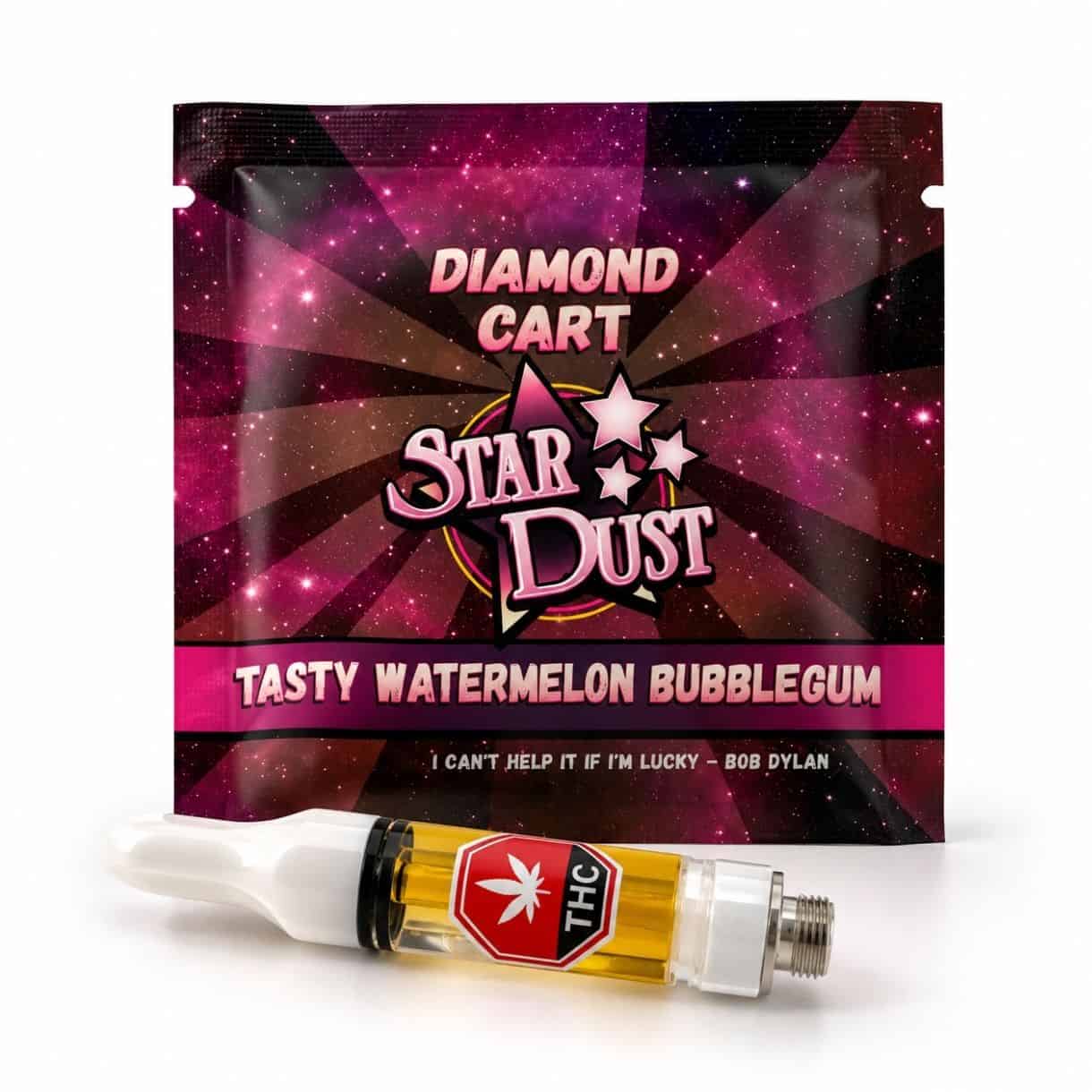 Star Dust Tasty watermelon Diamond Cart in retail packaging with 1 gram vape cartridge