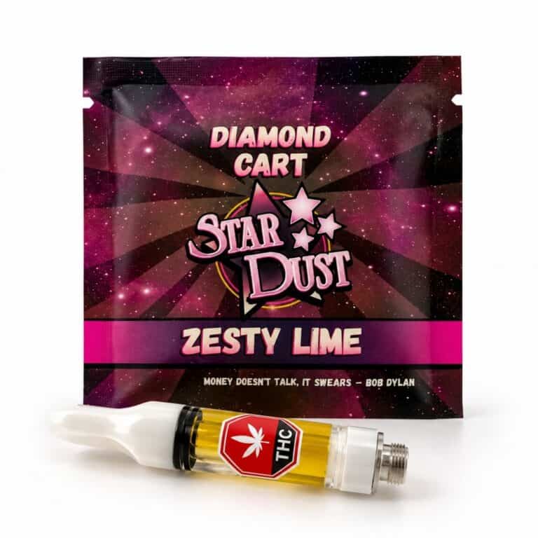 Star Dust zesty lime Diamond Cart in retail packaging with 1 gram vape cartridge